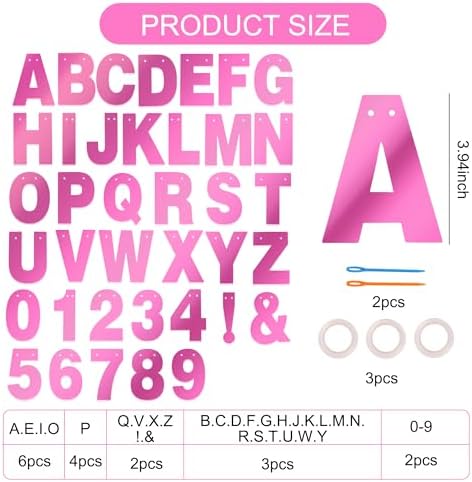 BEISHIDA Double-sided Pink 116PCS A-Z DIY Letter Custom Banner Party Decor - Image 2
