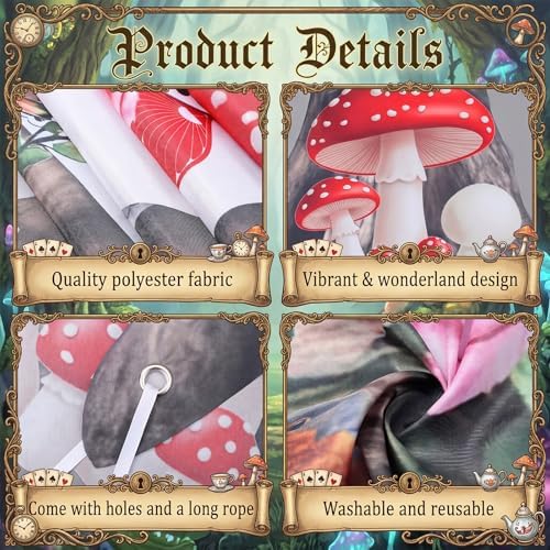 Peryiter 3 Pcs Wonderland Tea Door Decorations Fairy Tale Porch Signs - Image 3