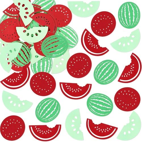 200Pcs Double-sided Watermelon Confetti Red Green Fruit Paper Confetti for Summer Fruit Baby Shower Boys Girls One In Melon Birthday Party Confetti Summer Fruit Watermelon Party Decorations by Cyodoos