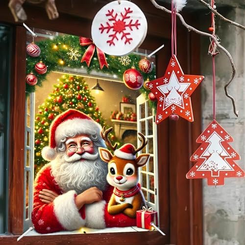 BlissYard Santa Reindeer Gnome Christmas Door Banner 6x4ft - Image 2