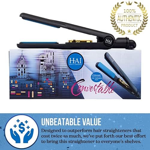 HAI Convertible Ceramic Hair Straightener for Women - Professional Fast Heating Flat Iron with 5 Temperature Levels for All Hair Types - (Classic Blue) - Image 2