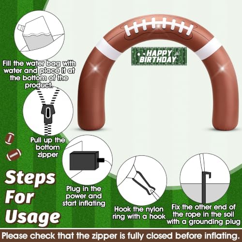 8FT Giant Football Inflatable Arch Decoration with 3 LED Lights - Image 6
