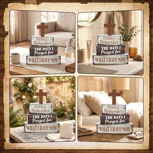 4 Pcs Bible Wooden Tiered Tray Decor, Christian Table Decorations Gifts - Image 6