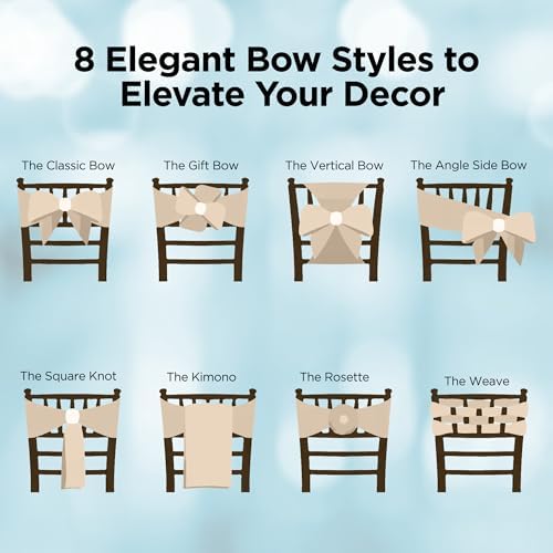 Leading Linens 50 pcs Ivory 108"x8" Satin Bow Sash Chair Cover Decoration - Image 5