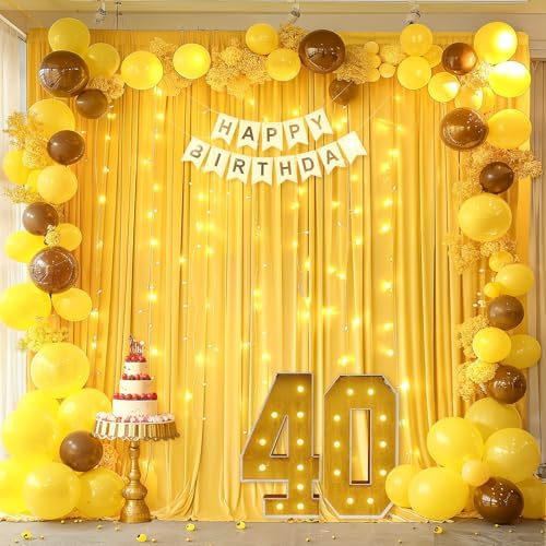 20x10FT Yellow Backdrop Curtains with Lights for Parties,Wrinkle Free Wedding Photo Backdrop Curtains for Baby Shower Birthday Ceremony Reception Home Party Decorations-5ft x 10ft,4 Panels - Image 6