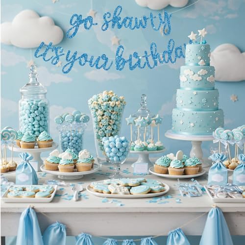 BEISHIDA Sky Blue Pre-Strung Go Shawty It's Your Birthday Banner Decor - Image 6