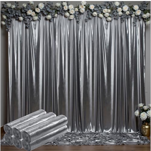 Outpain Thick 30 ft x 10 ft Black Sequin Backdrop Curtain for Parties, Wrinkle Free Glitter Photo Backdrop Drapes 6 Panels 5x10ft Black Back Drop Cloth for Wedding Photography Background by Outpain