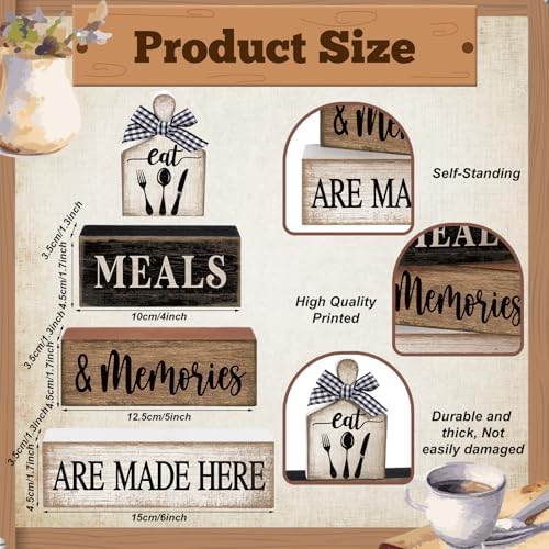 Moucuny 4 Pcs Farmhouse Kitchen Decor Wooden Plate Farmhouse Table Decor - Image 3
