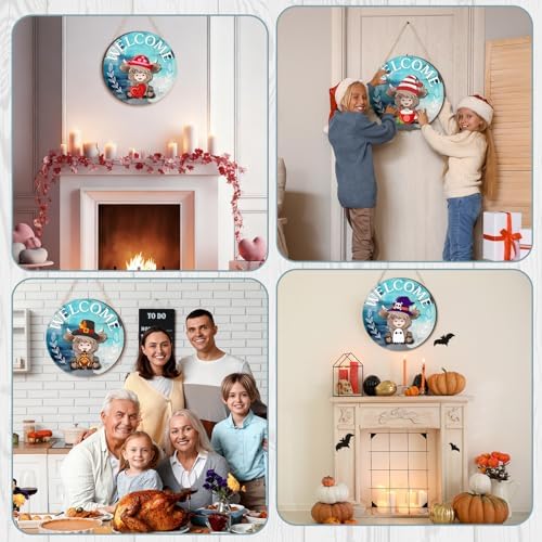 Vicenpal 35 Pcs Fall Interchangeable Highland Cow Welcome Sign, Lake Blue - Image 5