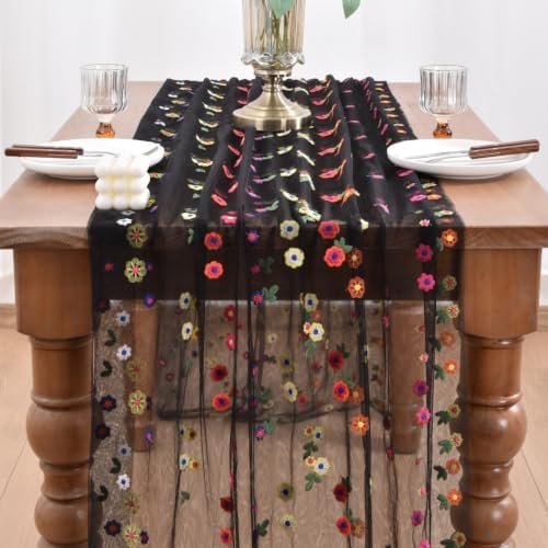 2 Pack Flower Table Runner Floral Daisy Fall Wedding Birthday Party Decor - Image 2