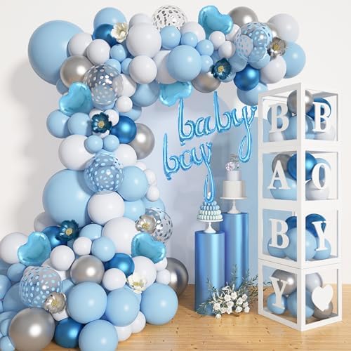 Amandir 137pcs Baby Blue Balloons Baby Shower Decorations for Boy by Amandir