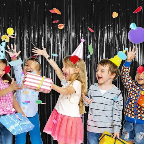3 Pack 3.28ft x 6.56ft Glitter Black Tinsel Foil Fringe Curtains, Photo Booth Backdrop Party Decorations for Birthday Wedding Baby Shower Graduation Bachelorette New Years - Image 6