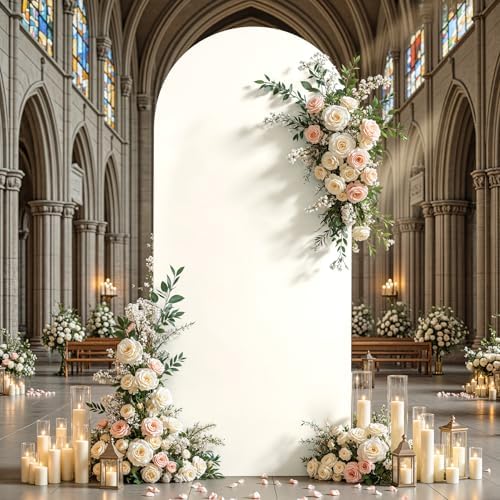 6.6 ft Arch Backdrop Cover Ivory - Double-Sided Spandex Arch Covers Stretchy Backdrop for Balloon Arches Birthday Party Baby Shower Banquet Wedding Photo Background - Image 7