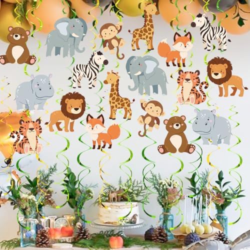 Safari Animal Party Streamers, 48 Pcs Jungle Theme Hanging Swirl Decorations - Hippo, Lion, Zebra & More for Birthday, Holiday, Classroom & Party Decor - Image 6