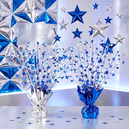 6 Pcs Star Table Centerpieces Silver Blue Birthday Party Decors - Image 3