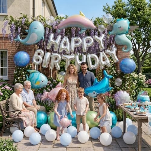 41 PCS Happy Birthday Under the Sea Foil Balloon Party Decorations Kit for Kids Birthday, Sea Animal Ocean Theme All-In-One Party Supplies with Birthday Banner for Boys Girls Kids - Image 4