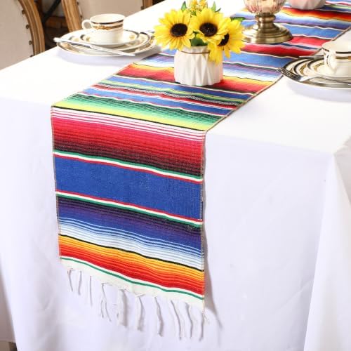 Tegeme 2 Pcs Mexican Table Runners 14 x 84 Inch Cotton,Elegant Style - Image 3