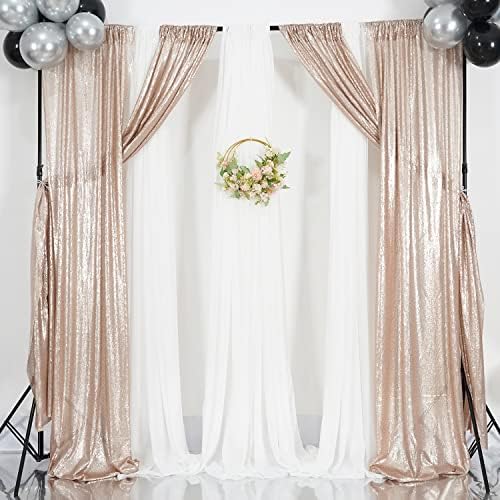 Poise3EHome Champagne Sequin Backdrop Curtains,4 Panels 2FTx8FT Glitter Background for Party Birthday Party Baby Shower Wedding Christmas Thanksgiving Holiday Festival Decor - Image 5