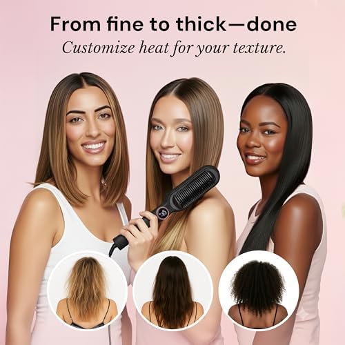 L'ANGE HAIR Smooth It 2-in-1 Hair Straightener Brush, Black - Image 2