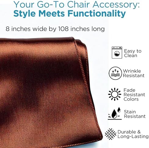 Leading Linens 50 pcs Brown 108"x8" Satin Bow Sash Chair Cover Decoration - Image 2