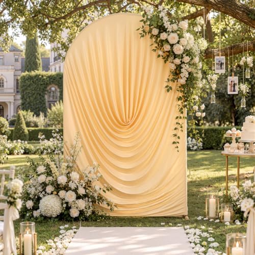 7.2FT Champagne Draped Arch Cover, Ruched Ripple Arch Backdrop Cover by Unknown