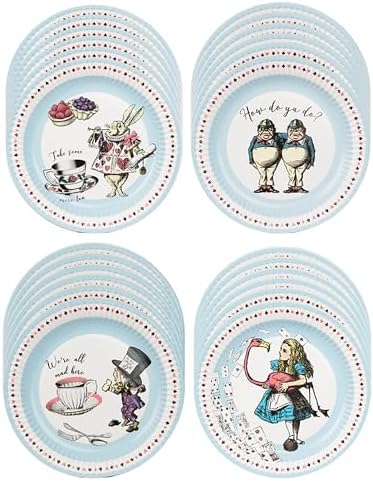 Talking Tables 50pcs Alice in Wonderland Disposable Plates, Cups, Napkins & Bunting Party Set for 16 Guests | Mad Hatter Party Decorations | Birthday Tea Party Decorations - Image 3