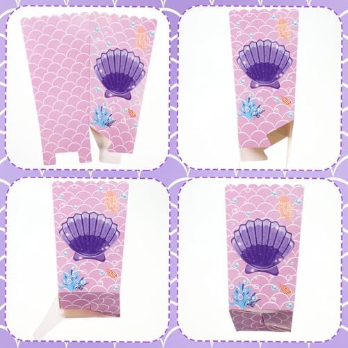 Gueevin 24 Pcs Mermaid Popcorn Boxes Treat Boxes Candy Holder Container - Image 6
