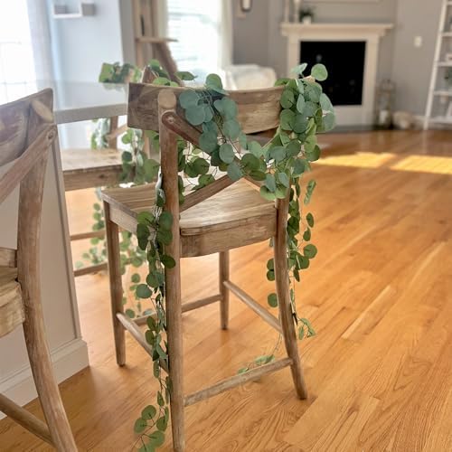 CQURE 120 Pack 840Ft Eucalyptus Garland,Artificial Eucalyptus Leaves Table Greenery Garland Wreath Vines for Wedding Party Table Fireplace Bedroom Wall Room Decor - Image 5