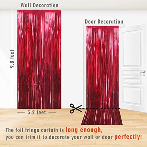 GOER 3.2 ft x 9.8 ft Metallic Tinsel Foil Fringe Curtains Party Photo Backdrop Party Streamers for Birthday,Graduation,New Year Eve Decorations Wedding Decor (3 Pcs,Burgundy) - Image 6