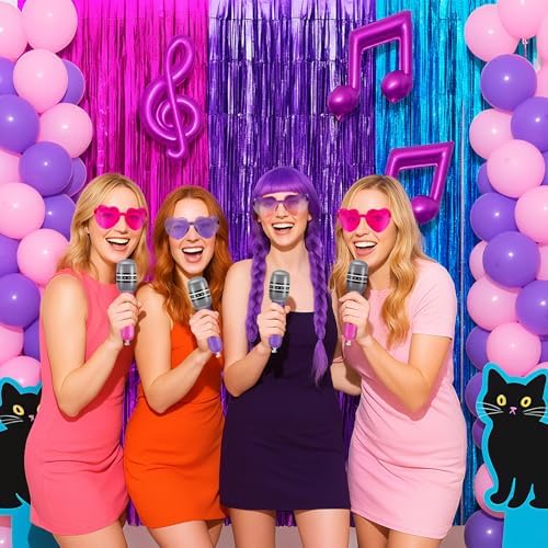 24 Pcs K-pop Party Favor Inflatable Microphone Heart Sunglasses, Pink - Image 5