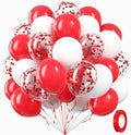60pcs 12inch Red and White Balloons with Confetti Balloons by Awenztech
