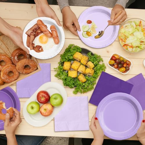 CMUSKO Lavender Party Supplies-150Pcs Purple Plates and Napkins Kit Serves 50,Gradient Light Purple Tableware for Birthday,Baby Shower,Wedding - Image 6