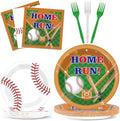 CHUNNIN 96pcs Baseball Birthday Party Plates and Napkins for Baseball Party Supplies Sports Birthday Party Disposable Paper Plates Tableware Set for 24 Guests Baseball Game Party Decorations by CHUNNIN