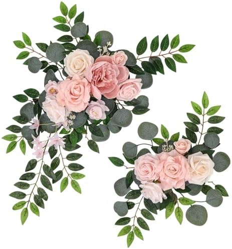2 Pcs Wedding Arch Decorations, Wedding Arch Flowers Swag by Ovveroche