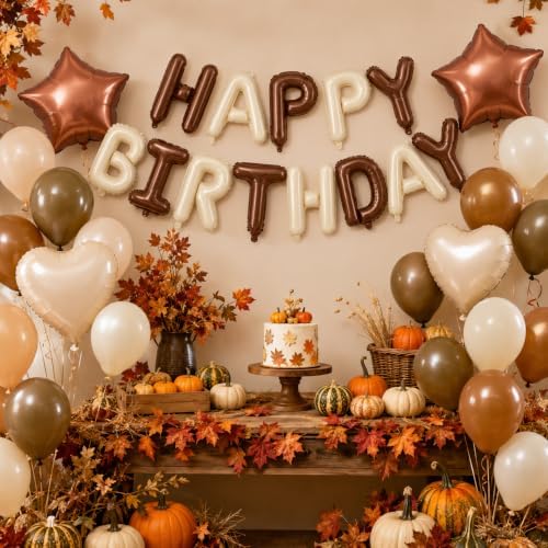 Cream Brown Birthday Decorations for Nude Fall Happy Birthday Balloon - Image 5