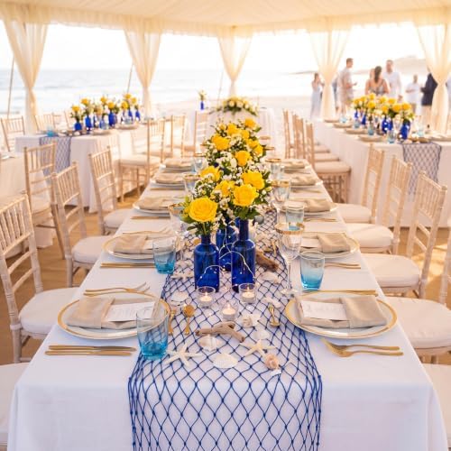 SATINIOR 6 Pcs 12 x 108'' Fishing Net Table Runner Party Decor, Royal Blue - Image 5