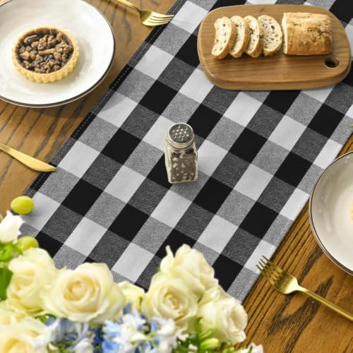 Artoid Mode Black and White Buffalo Check Summer Table Runner 13x60 Inch - Image 4