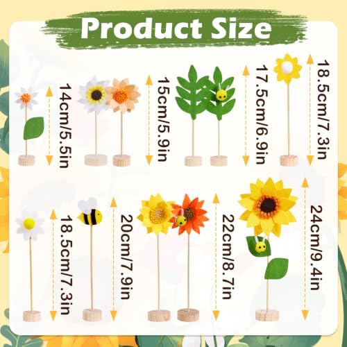 11 PCS Sunflower Party Decorations, Wooden Base, Felt Flower Centerpieces - Image 2
