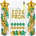 2 Sets Graduation Balloon Column Stand Kits with 132 PCS Green Gold White Latex Balloons 2026 Letters 6.5 Ft Adjustable Metal Tube Telescopic Tower Pillar with Base for Graduation Party Decoration by Unknown