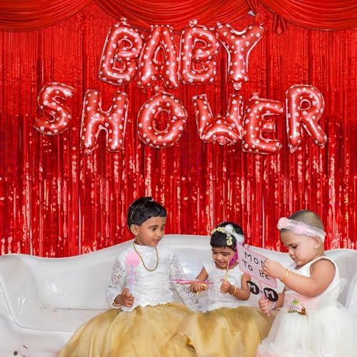 5 Pack Foil Curtain Backdrop Red Metallic Tinsel Foil Fringe Curtains Photo Booth Props for Birthday Wedding Engagement Baby Shower Bachelorette Christmas Holiday Celebration Party Decorations - Image 5