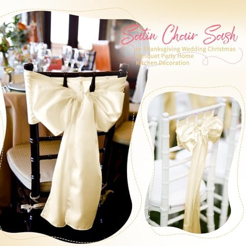 60 PCS Ivory Satin Chair Sashes, 7 x 108 Inch - Image 6