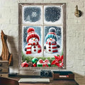 BlissYard Snowman Duo Christmas Window Banner 31x47 Polyester by BlissYard