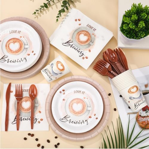 Yungyan 252 Pcs Love Is Brewing Bridal Shower Party Tableware Set - Image 4