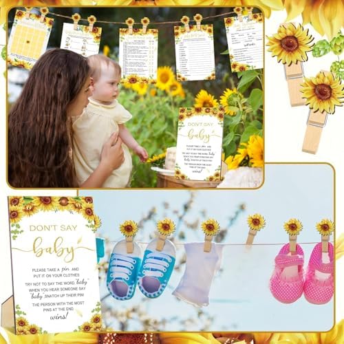 Patelai 321 Pcs Sunflower Baby Shower Decorations Games Supplies, 50 Guests - Image 6