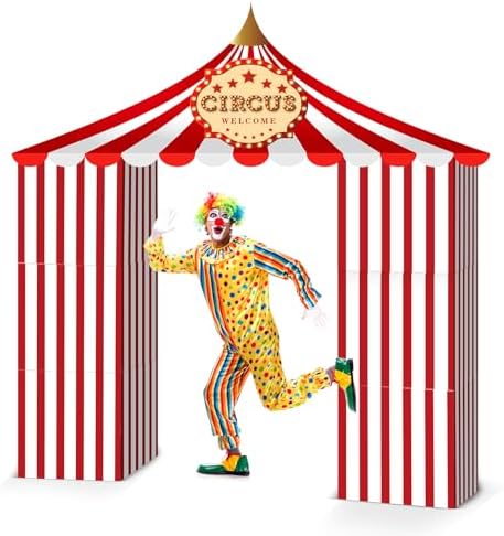 Bucherry 7 Pcs Carnival Circus Party Decor Red and White Striped Tent by Bucherry