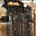 Artoid Mode Black Embroidery Daisy Gauze Table Runner 59x120 Inch 10FT by ArtoidMode
