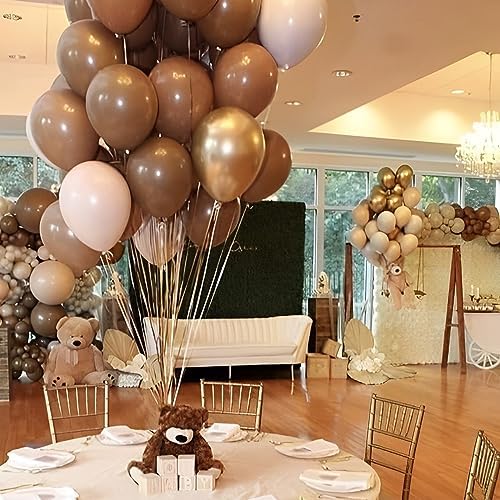 Voircoloria 110pcs Brown Latex Party Balloons, 12inch - Image 4
