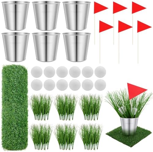 6 Set Golf Party Decorations with Table Runner Flags Balls Buckets by Unknown