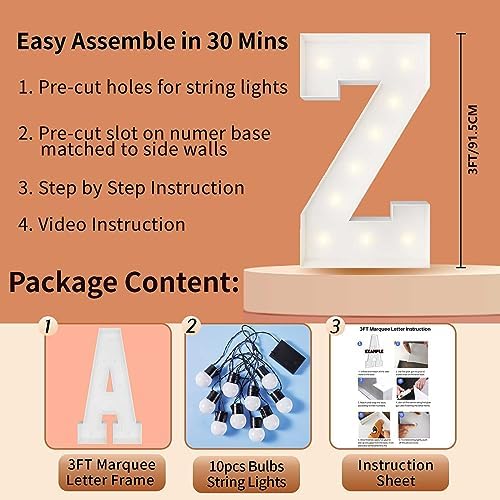 3FT Marquee Letters, Large Light Up Letters Z for Party Decor - Image 5