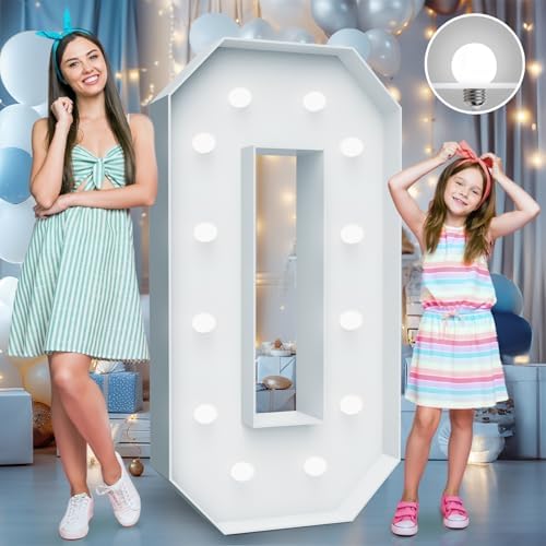 4FT Marquee Light Up Number 0, Foam Board & Water Bag, 12 Bulbs for Party by Teebloom